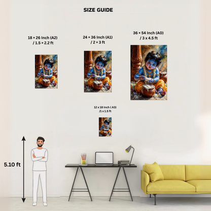The Bal Krishna Makhanchor Poster | 8K | Premium Glossy