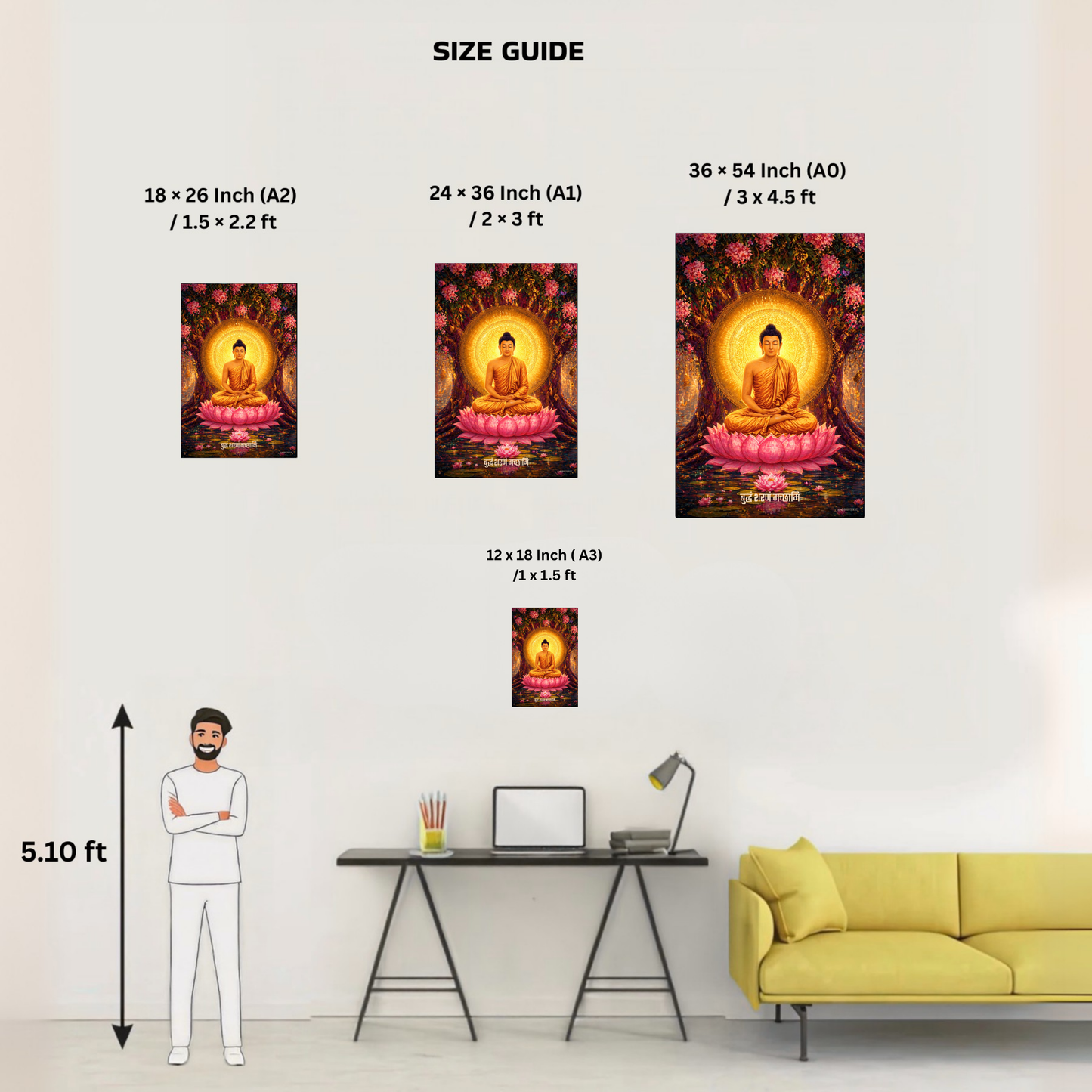 The 'बुद्धं शरणं गच्छामि' Gautam Buddha Peaceful Poster | 8K | Premium Glossy
