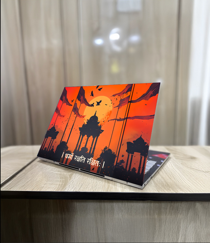 The 'धर्मो रक्षति रक्षितः' Laptop Skin | Premium Glossy - Bharatvarsh Arts--Wall Poster Sets - Buy Indian Spiritual, Mythology, Gods, Warrior Wall Art - For Living Room, Decor