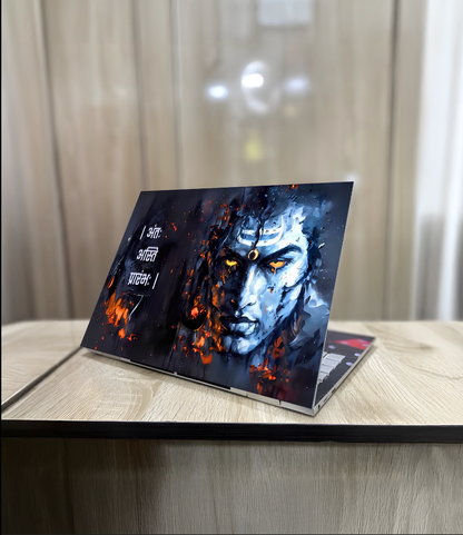 The 'अंतः अस्ति प्रारंभः' Lord Shiva Laptop Skin | Premium Glossy - Bharatvarsh Arts--Wall Poster Sets - Buy Indian Spiritual, Mythology, Gods, Warrior Wall Art - For Living Room, Decor