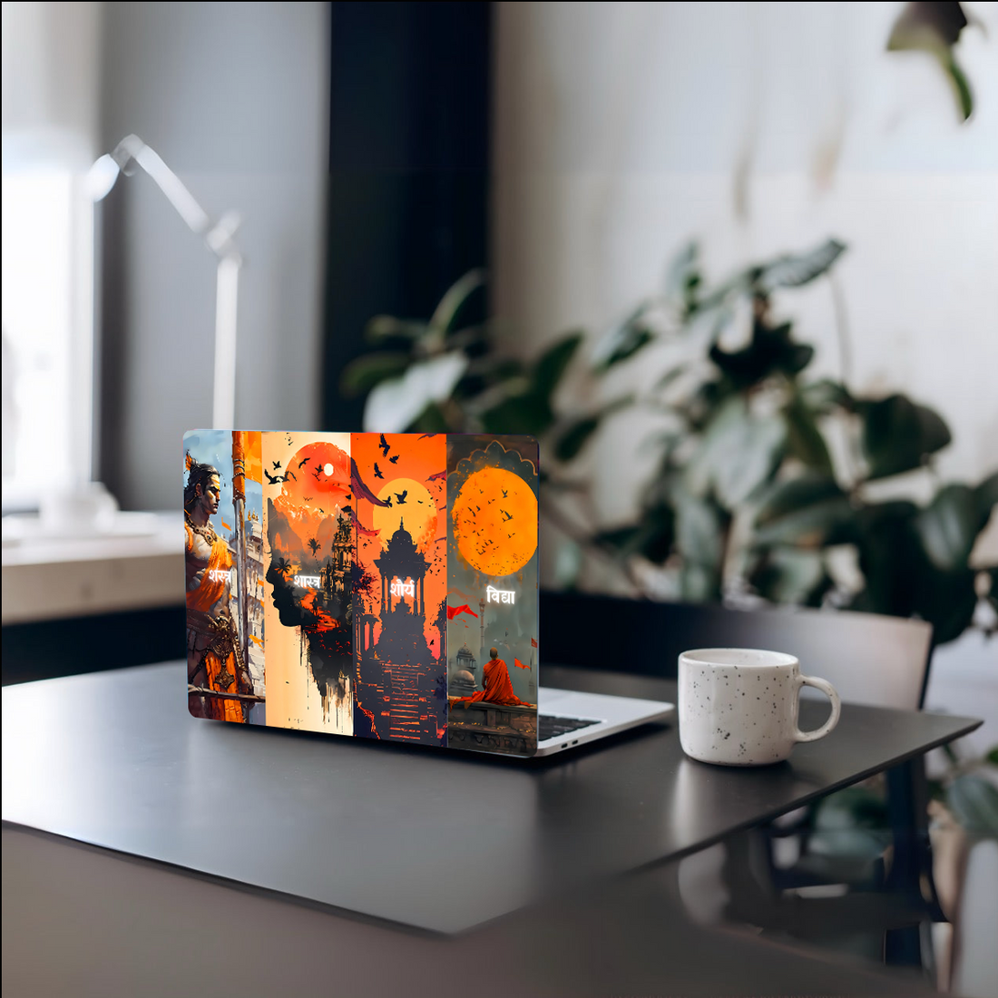 The "शस्त्र • शास्त्र • शौर्य • विद्या" Laptop Skin  | Premium Glossy - Bharatvarsh Arts--Wall Poster Sets - Buy Indian Spiritual, Mythology, Gods, Warrior Wall Art - For Living Room, Decor