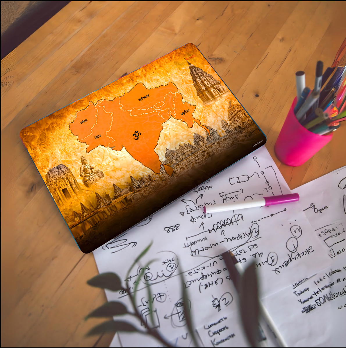 The Akhand Bharat Laptop Skin | Premium Glossy - Bharatvarsh Arts--Wall Poster Sets - Buy Indian Spiritual, Mythology, Gods, Warrior Wall Art - For Living Room, Decor