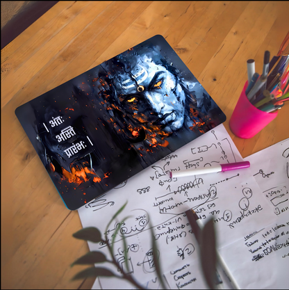 The 'अंतः अस्ति प्रारंभः' Lord Shiva Laptop Skin | Premium Glossy - Bharatvarsh Arts--Wall Poster Sets - Buy Indian Spiritual, Mythology, Gods, Warrior Wall Art - For Living Room, Decor