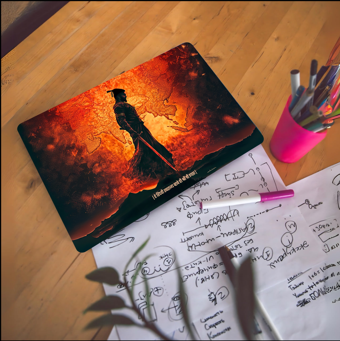 The Chatrapati Shivaji Maharaj x Akhand Bharat Laptop Skin | Premium Glossy - Bharatvarsh Arts--Wall Poster Sets - Buy Indian Spiritual, Mythology, Gods, Warrior Wall Art - For Living Room, Decor