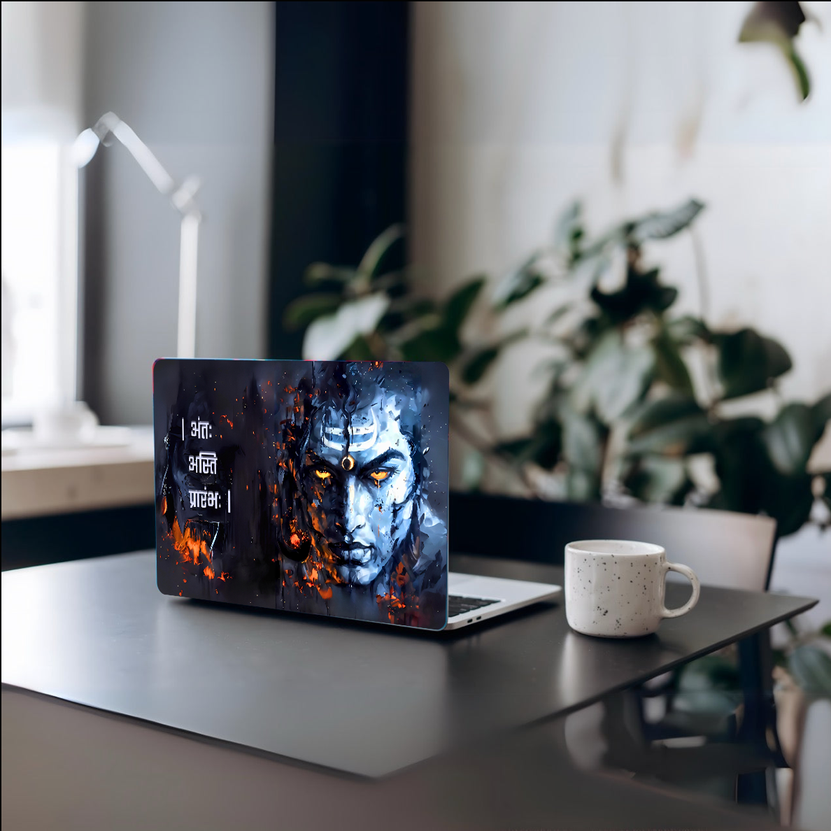 The 'अंतः अस्ति प्रारंभः' Lord Shiva Laptop Skin | Premium Glossy - Bharatvarsh Arts--Wall Poster Sets - Buy Indian Spiritual, Mythology, Gods, Warrior Wall Art - For Living Room, Decor