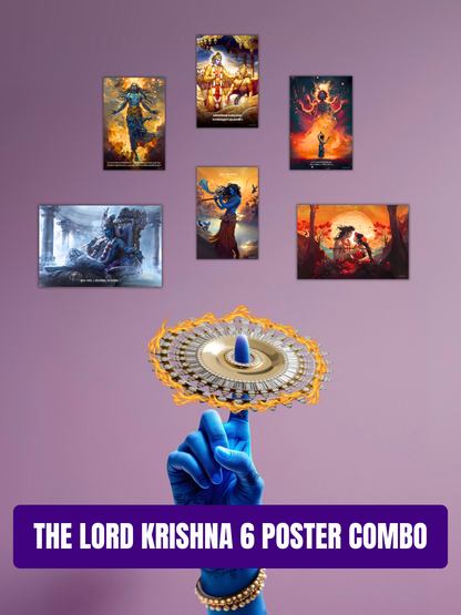 All Lord Krishna 6 Posters Combo + Free Wall Friendly Glue Dots + 1 Surprise Sticker