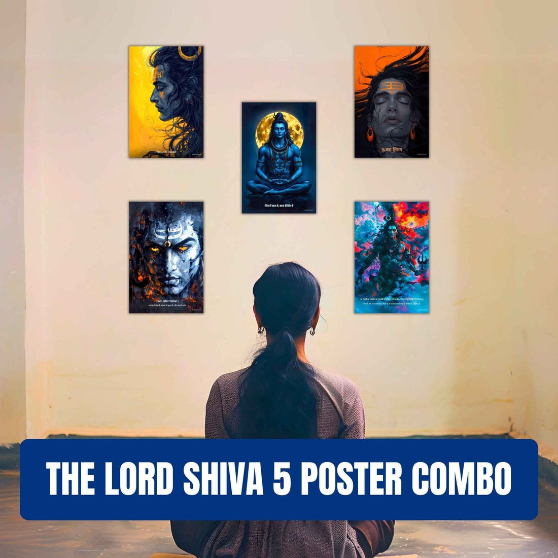 All Lord Shiva's 5 Premium Posters Combo + Free Fevicol EasyStick Kit + 1 Surprise Sticker | Size : 1 x 1.5 ft - Bharatvarsh Arts--Wall Poster Sets - Buy Indian Spiritual, Mythology, Gods, Warrior Wall Art - For Living Room, Decor