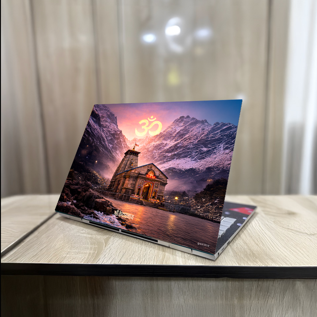 The 'श्री केदारनाथ' Kedarnath Shiv Temple Laptop Skin |  Premium UV Print | Matte Finish