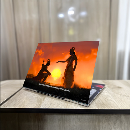 The 'कर्मण्येवाधिकारस्ते मा फलेषु कदाचन' Krishna Arjun Kurukshetra Geeta Laptop Skin |  Premium UV Print | Matte Finish