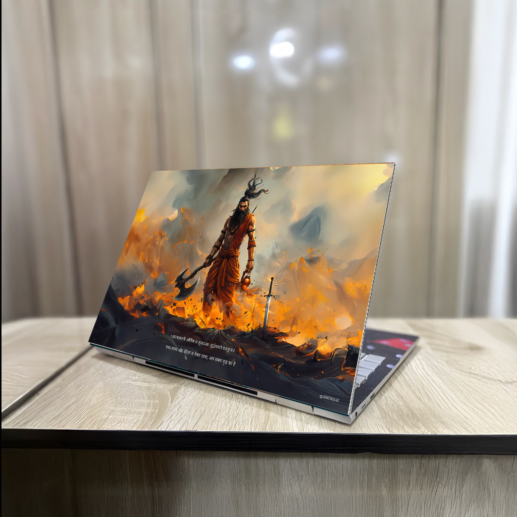 The 'शस्त्रशास्त्रैः शौर्येण ' Parshuram Laptop Skin |  Premium UV Print | Matte Finish