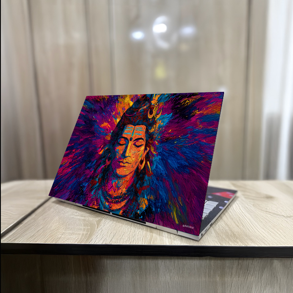 The Lord Shiva Multicolor Aesthetic Laptop Skin |  Premium UV Print | Matte Finish