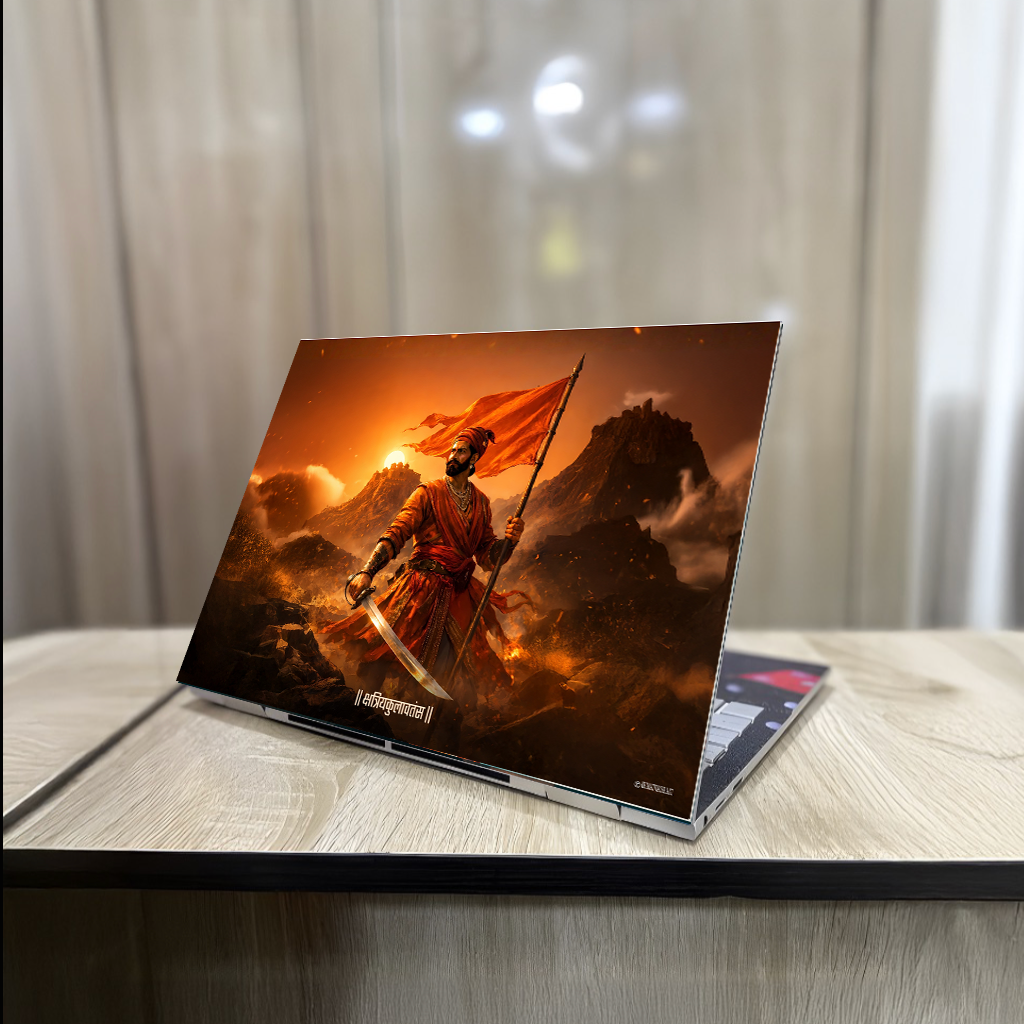 The '|| क्षत्रियकुलावतंस ||' Chatrapati Shivaji Maharaj Laptop Skin |  Premium UV Print | Matte Finish