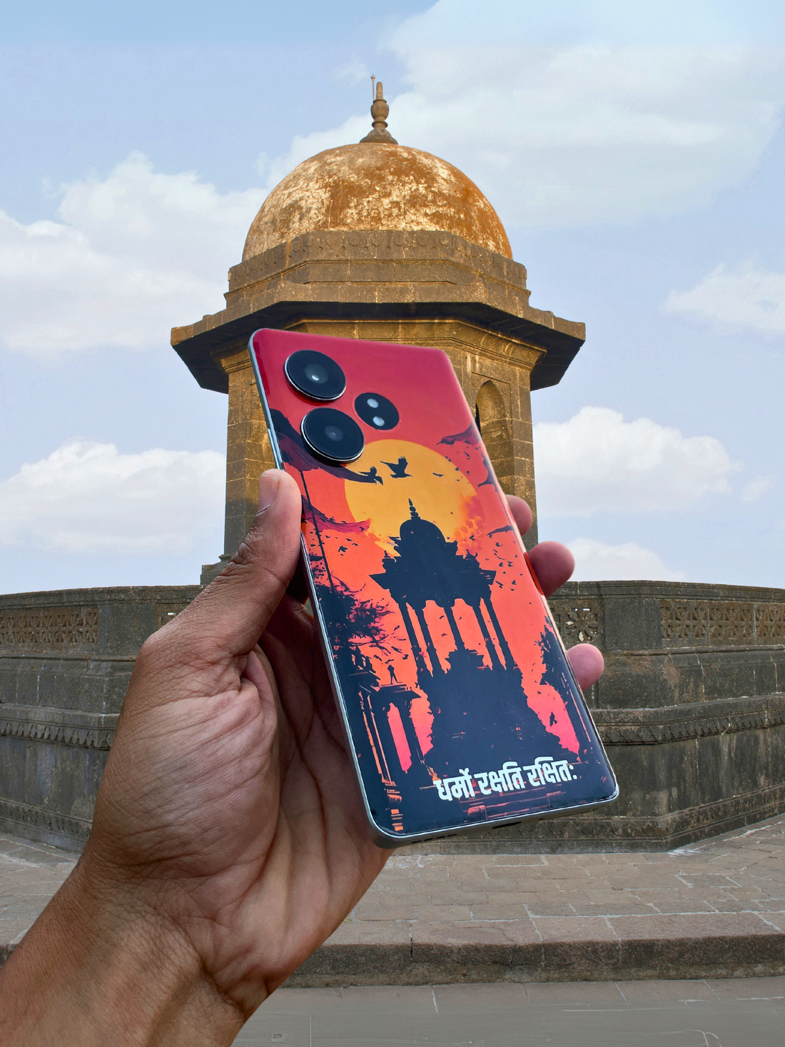 The 'धर्मो रक्षति रक्षितः' Original Bharatvarsh Arts Mobile Skin | Premium Matte - Bharatvarsh Arts--Wall Poster Sets - Buy Indian Spiritual, Mythology, Gods, Warrior Wall Art - For Living Room, Decor