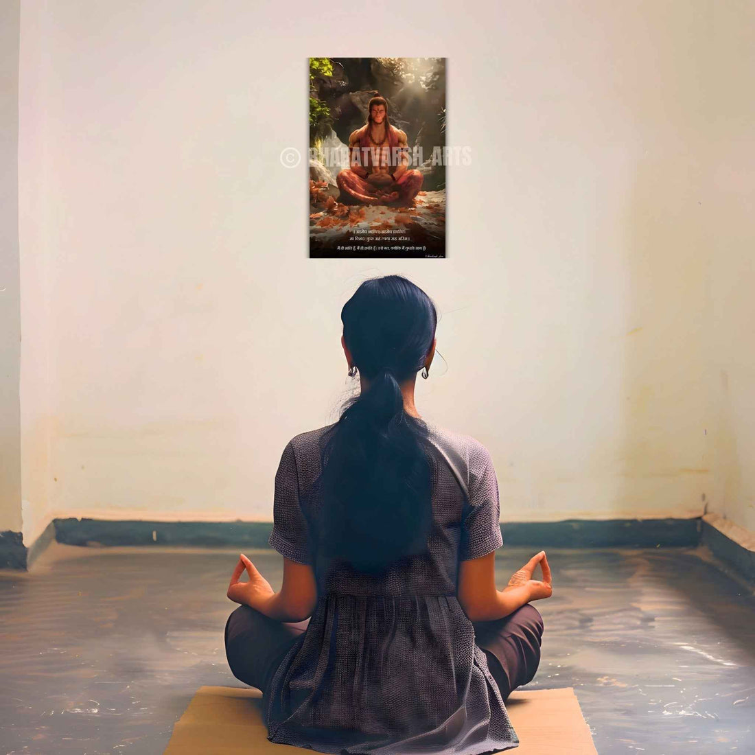 The 'अहमेव क्रान्तिः' Hanuman Meditation Poster | 8K | Premium Glossy - Bharatvarsh Arts--Wall Poster Sets - Buy Indian Spiritual, Mythology, Gods, Warrior Wall Art - For Living Room, Decor