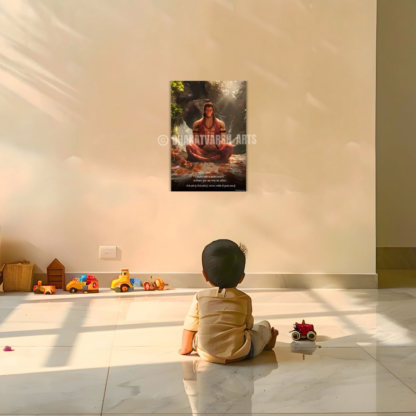 The 'अहमेव क्रान्तिः' Hanuman Meditation Poster | Portrait - 1 x 1.5 ft  ( Premium Glossy )