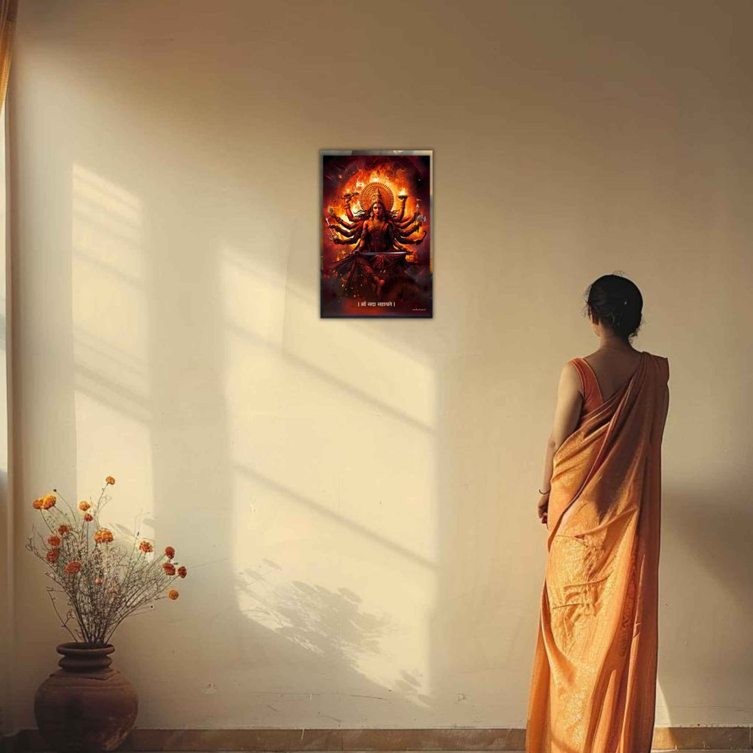 The "महिषासुरमर्दिनि" Durga Mata Poster | 8K | Premium Glossy - Bharatvarsh Arts--Wall Poster Sets - Buy Indian Spiritual, Mythology, Gods, Warrior Wall Art - For Living Room, Decor