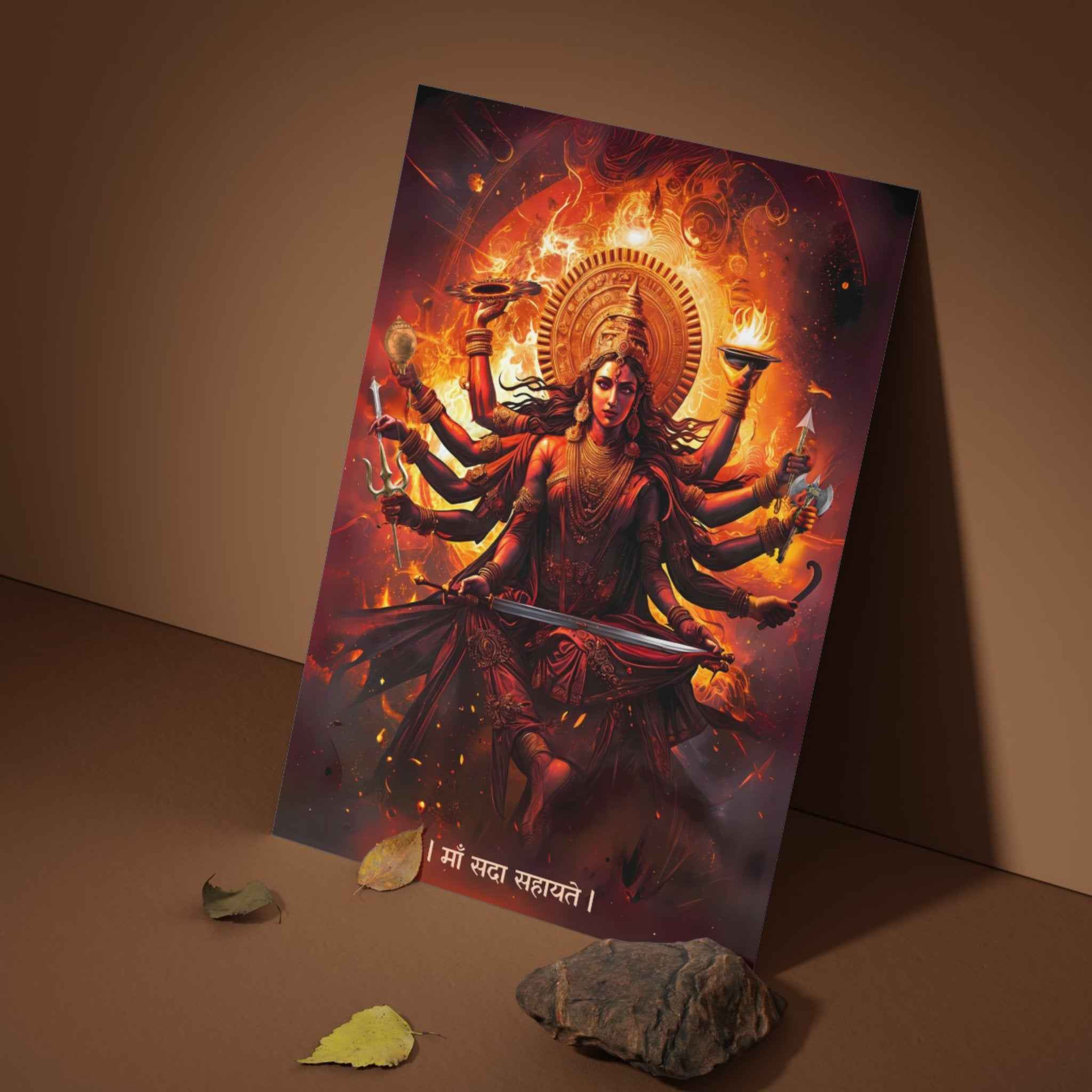 The "महिषासुरमर्दिनि" Durga Mata Poster | 8K | Premium Glossy - Bharatvarsh Arts--Wall Poster Sets - Buy Indian Spiritual, Mythology, Gods, Warrior Wall Art - For Living Room, Decor