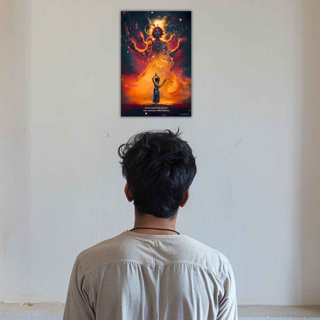 The "कृष्णाय वासुदेवाय हरये परमात्मने" Krishna Poster | 8K | Premium Glossy - Bharatvarsh Arts--Wall Poster Sets - Buy Indian Spiritual, Mythology, Gods, Warrior Wall Art - For Living Room, Decor