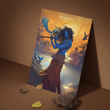 The 'कृष्णः सदा सहायते' Krishna Poster | 8K | Premium Glossy - Bharatvarsh Arts--Wall Poster Sets - Buy Indian Spiritual, Mythology, Gods, Warrior Wall Art - For Living Room, Decor