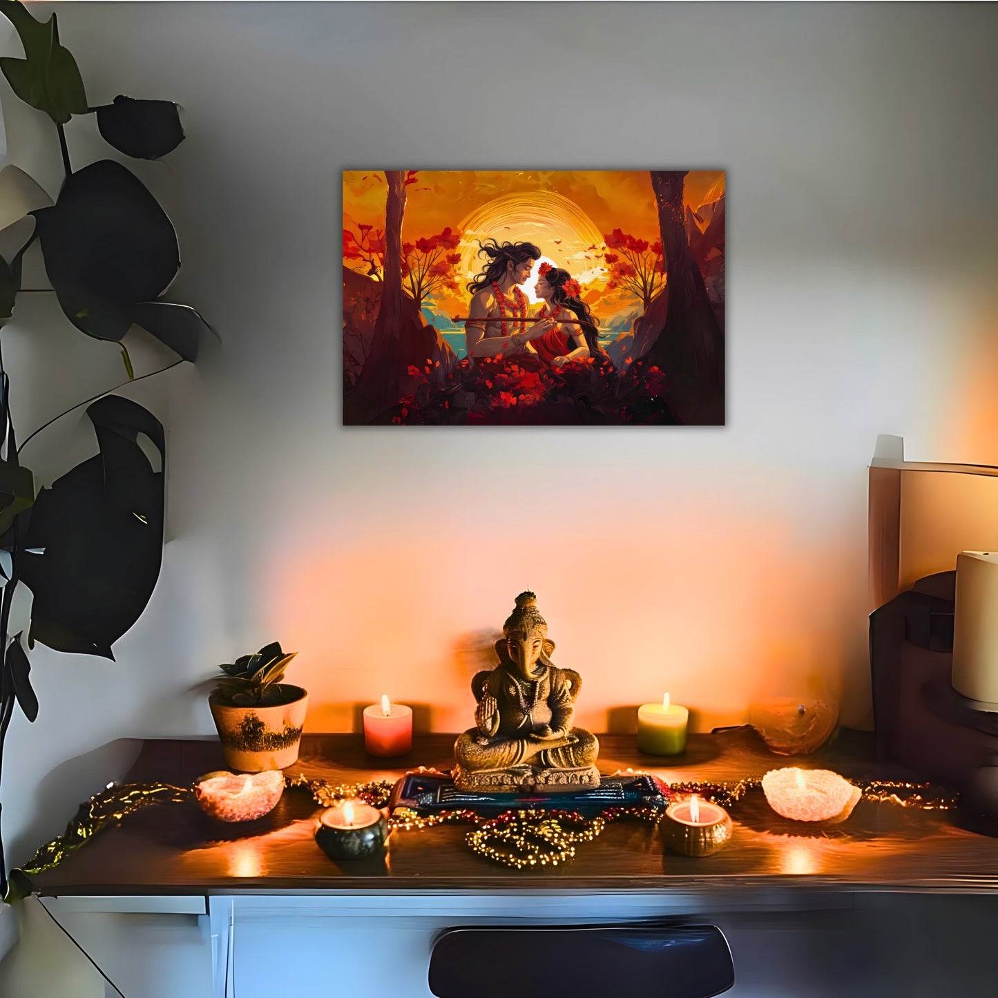 The Love of Young Radha and Krishna | Landscape  - 1.5 x 1 ft  ( Premium Glossy )